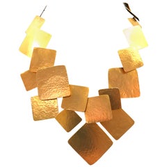 Hand-Forged Gilded Geometric Necklace from Herve Van Der Straeten