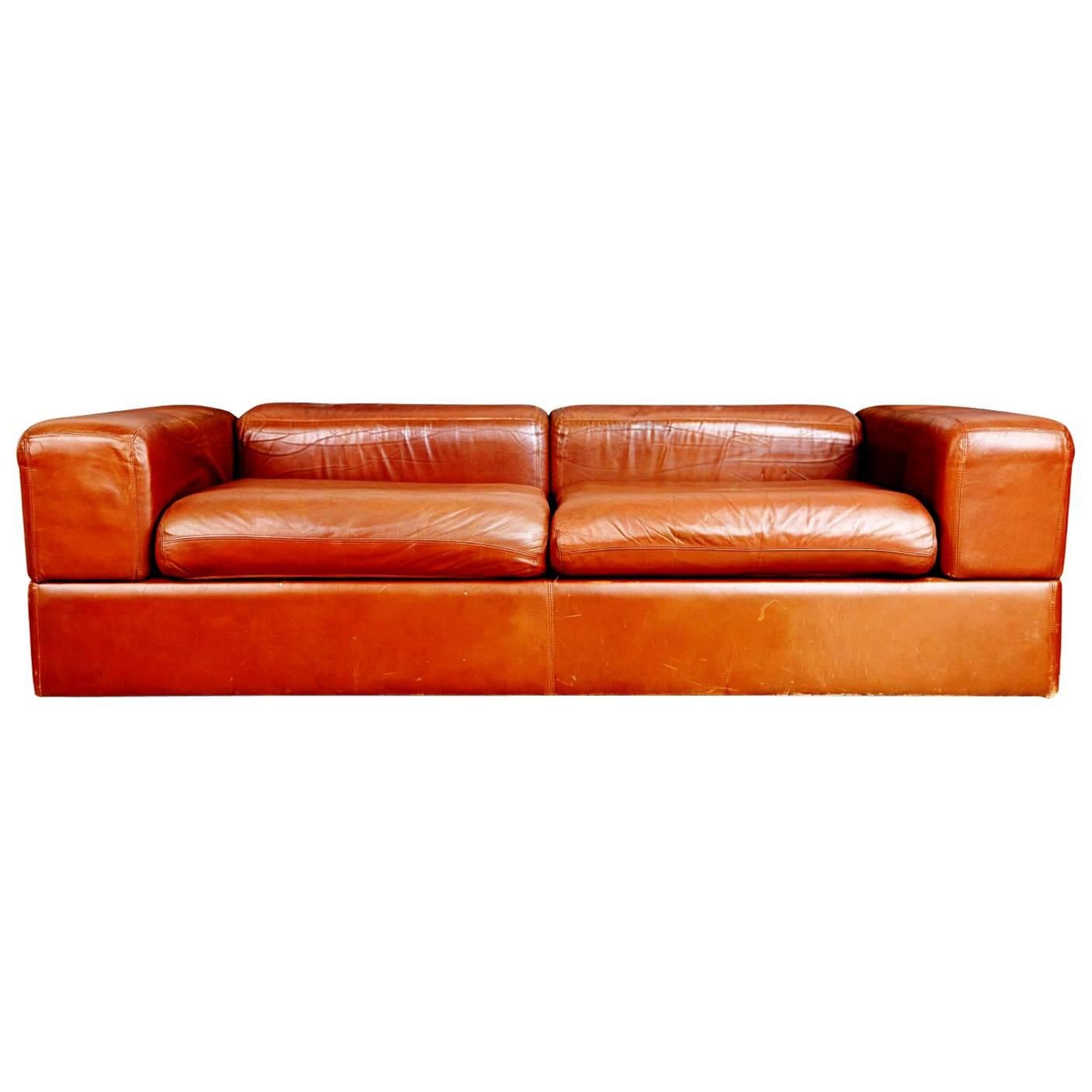 Tito Agnoli Leather Sofa and Convertible Bed for Stendig, Italy