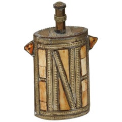 Used Moroccan Brass Berber Tribal Flask 