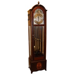 Antique Jacques Mahogany and Glass Six Chime Tall Clock with Moon Phase, circa 1920