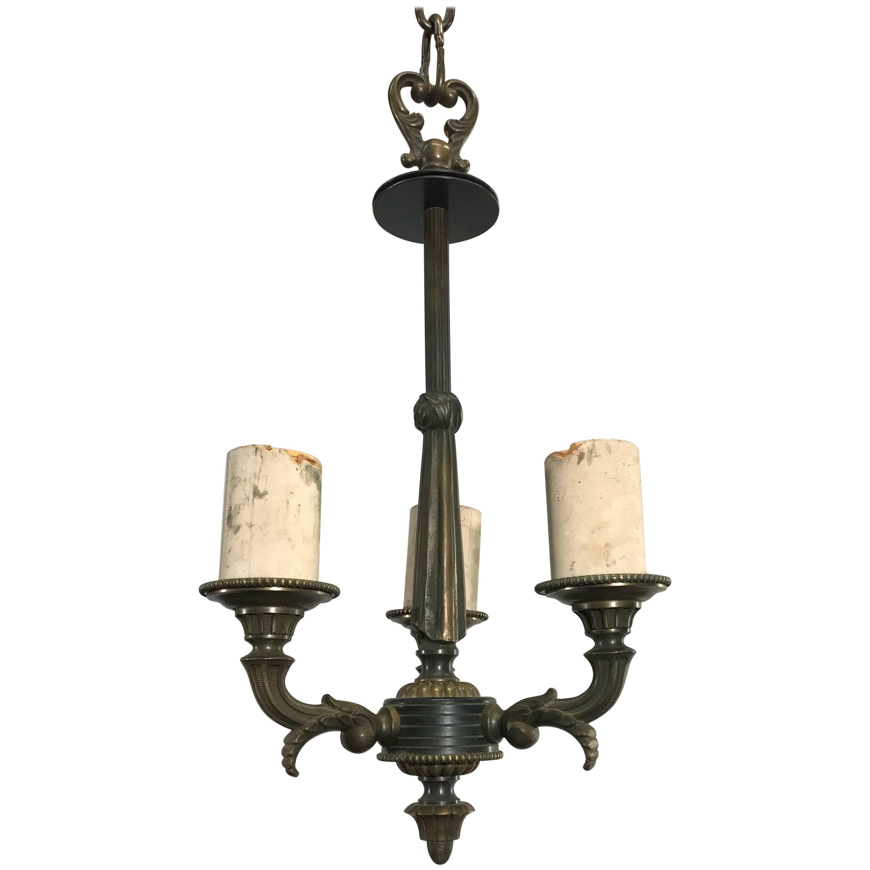Small and Lovely Napoleon / Empire Style Bronze Chandelier / Pendant Light