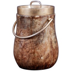 Aldo Tura Lacquered Goatskin and Brass Ice Bucket