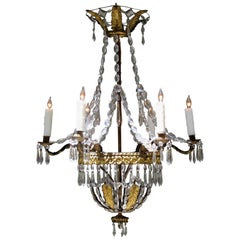 Late 18th Century Italian Empire Crystal, Tole and Brass Feather Chandelier 11
