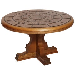 Round Solid Walnut Coffee Centre Table with Top in Ceramic