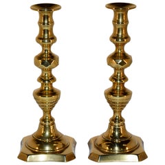 19th Century Pair of English Brass Candlesticks