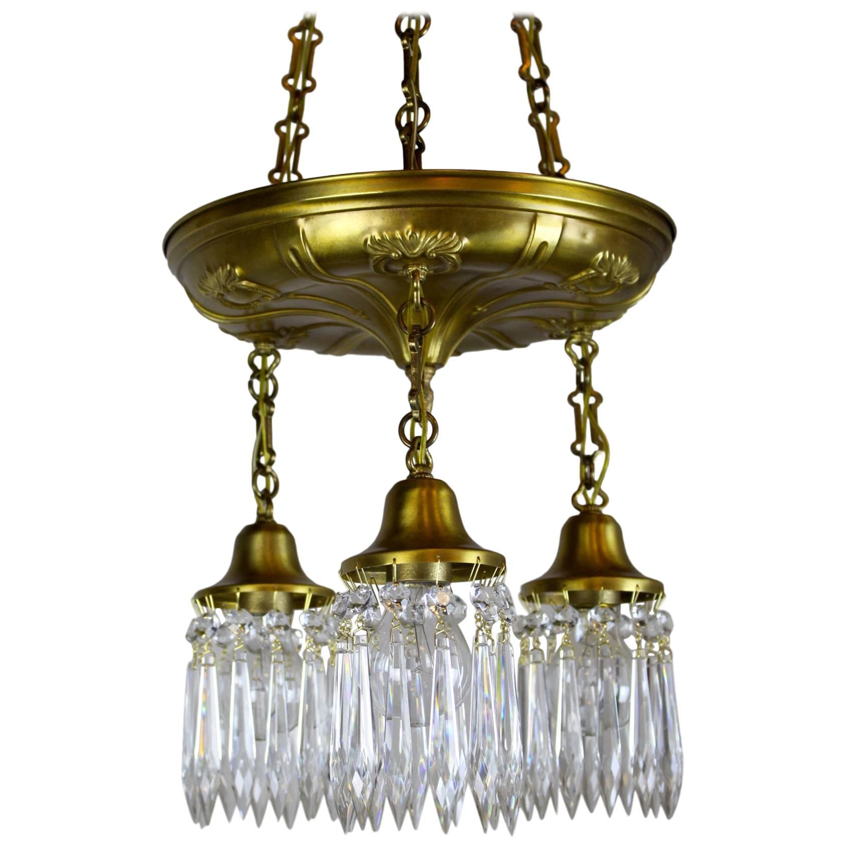 Three-Light Shower Fixture with Crystals For Sale