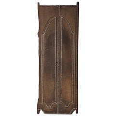 Used Andrianna Shamaris Teak Wood Temple Door with Shell Inlay