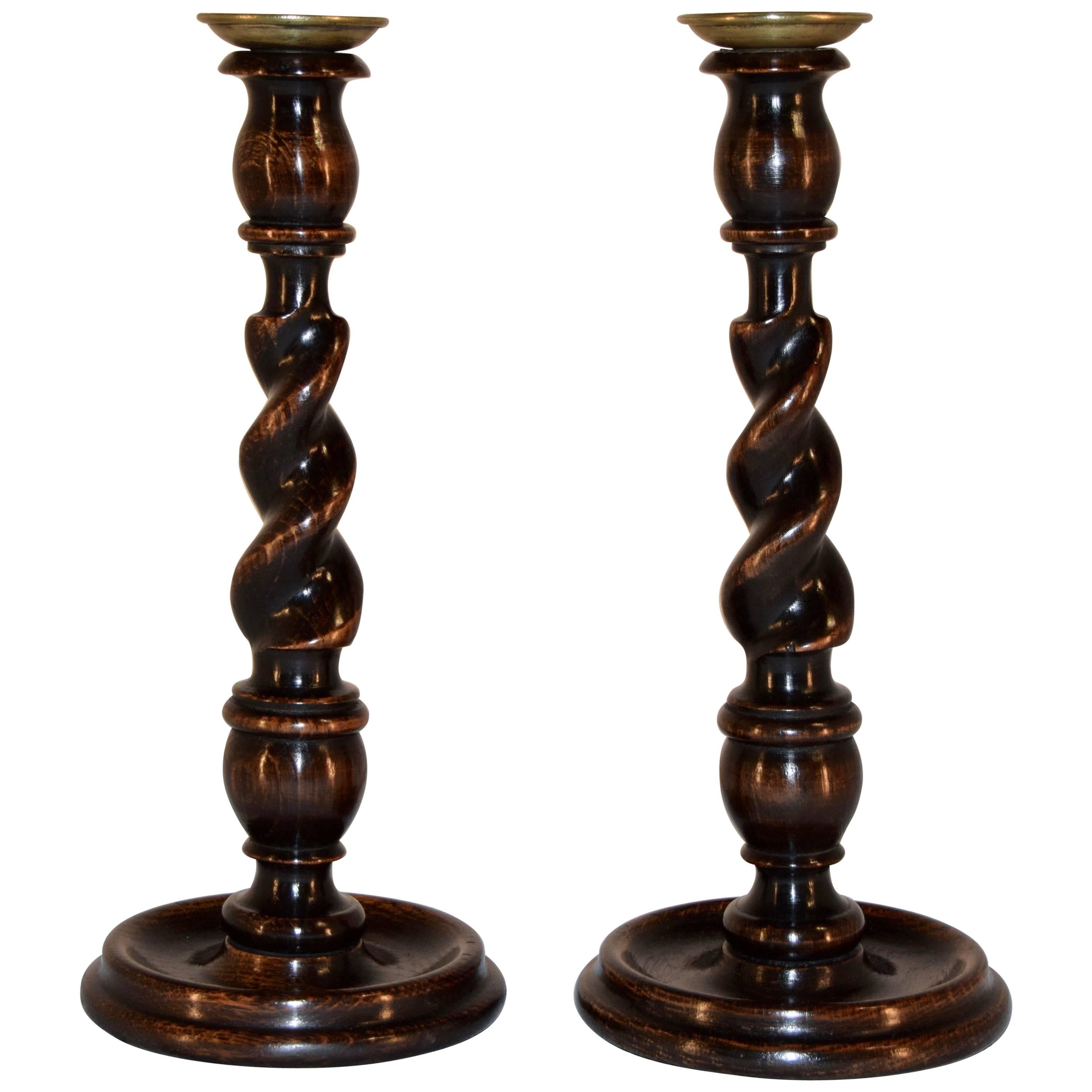 19th Century Pair of English Candlesticks