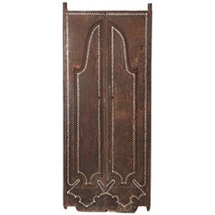 Used Andrianna Shamaris Teak Wood Temple Door with Shell Inlay