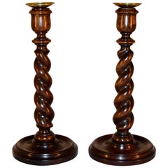 Late 19th Century Pair of English Twist Candlesticks