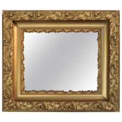 Antique French Carved Giltwood Acanthus Decorated Mirror, circa 1880