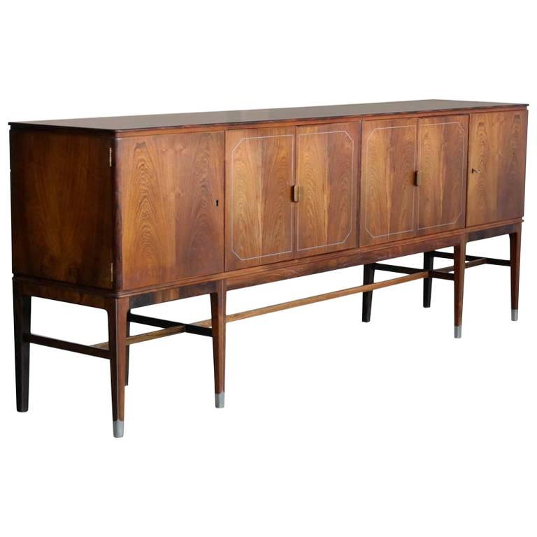 Georg Kofoed Rosewood Mid-Century Credenza with Metal Inlays