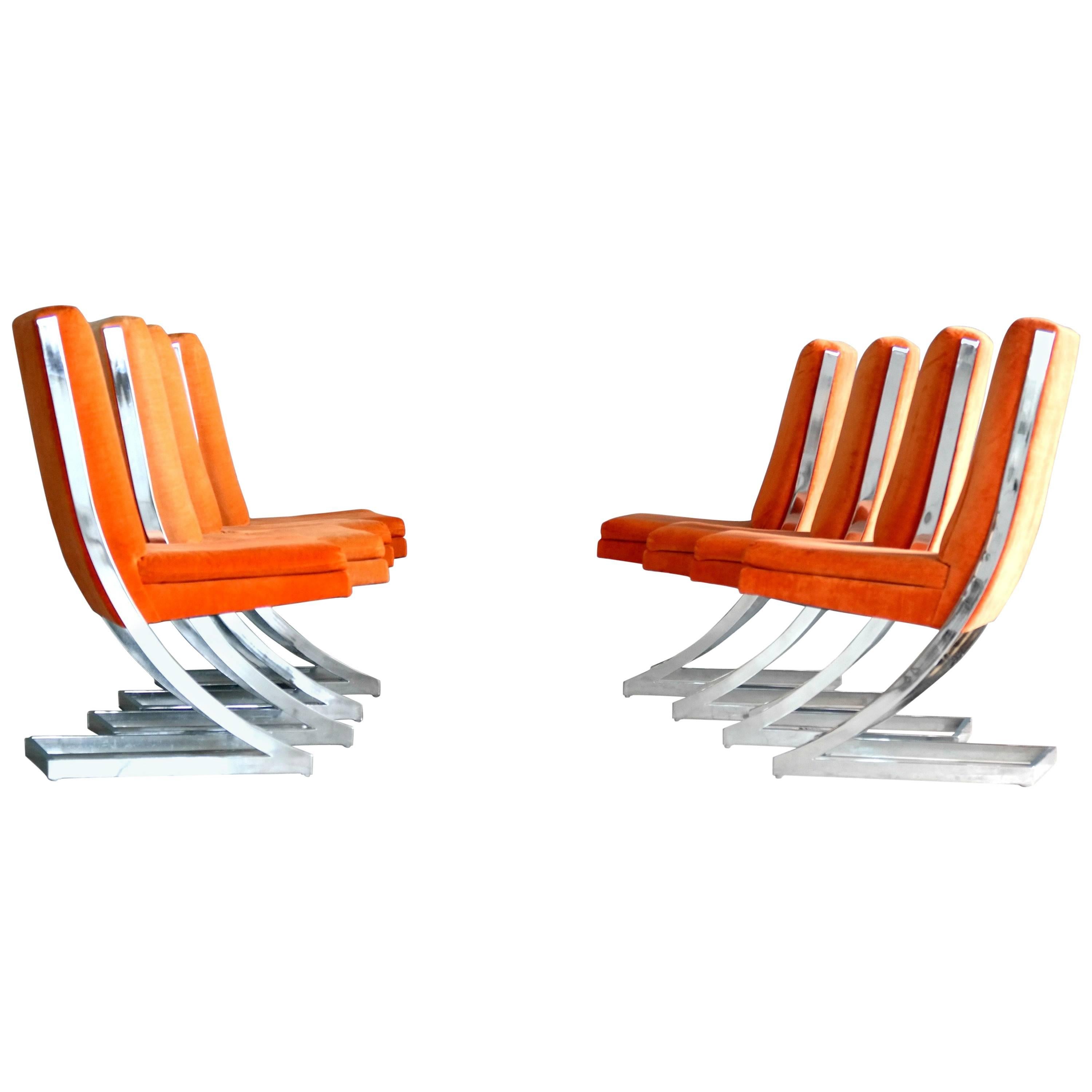 Milo Baughman Eight Chrome 'Z-Dining Chairs' for Design Institute of America