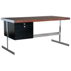 Milo Baughman Attributed Style Chrome and Rosewood Desk