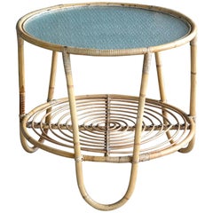 Viggo Boesen Small Coffee or Side Table in Rattan for E.V.A. Nissen