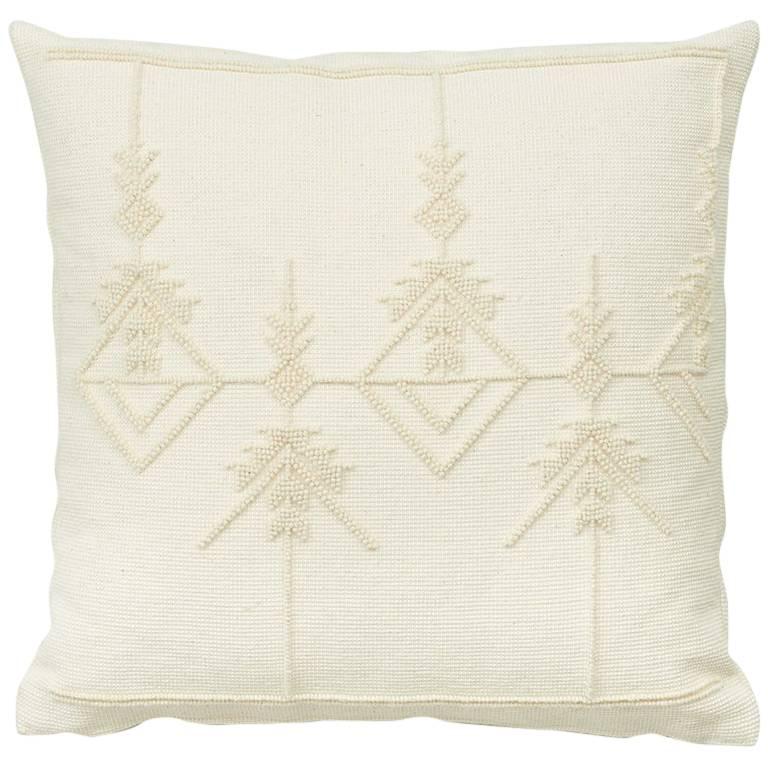 Schumacher Artigianale Italian Handwoven Cotton Wool White Two-Sided 23" Pillow For Sale
