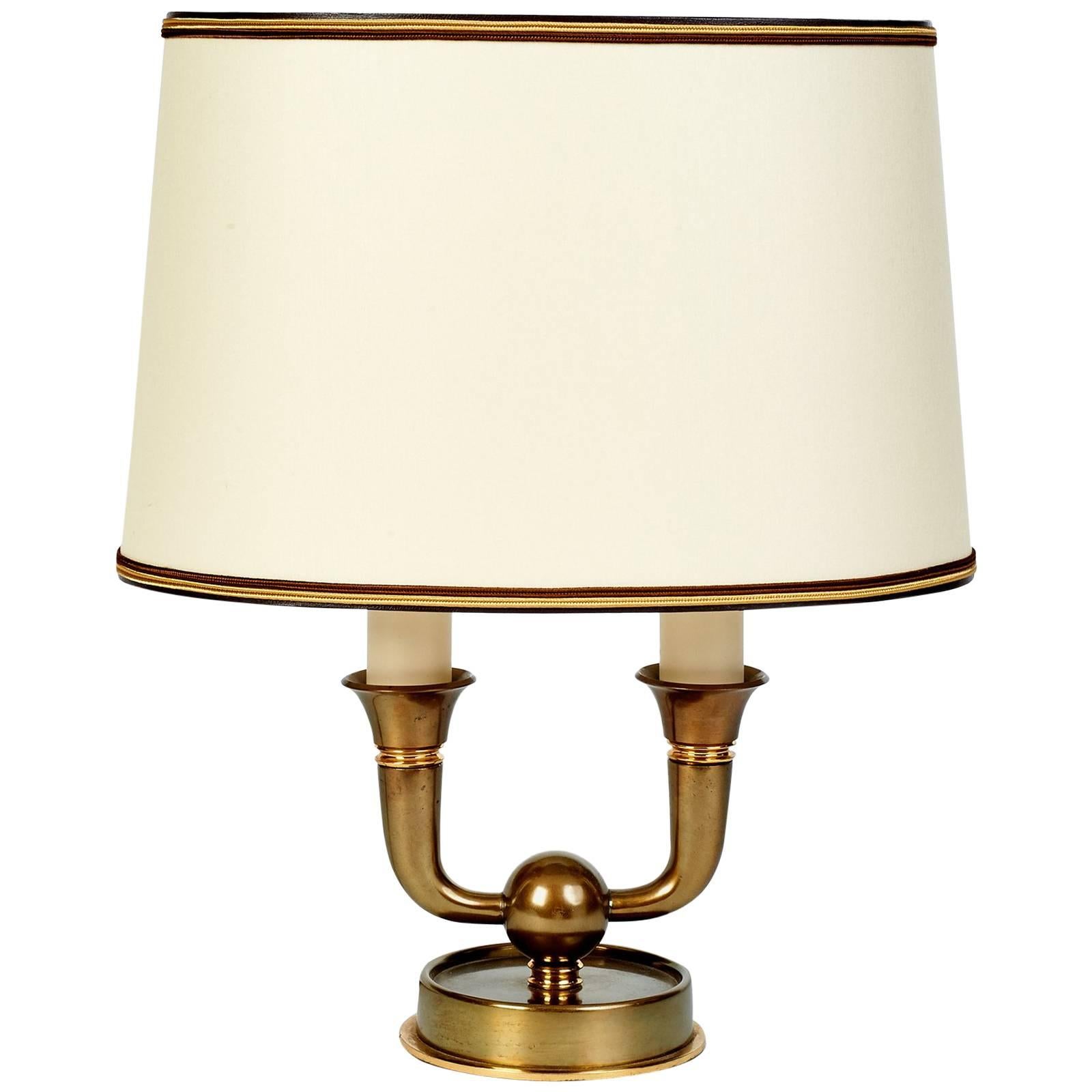 Elegant Genet Michon Bronze Table Lamp, France 1940s