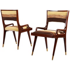 Exceptional Pair of Mahogany Armchairs, Italy, 1950s