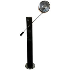 Mid-Century Modern Black Acrylic and Chrome Adjustable Arm Floor Lamp
