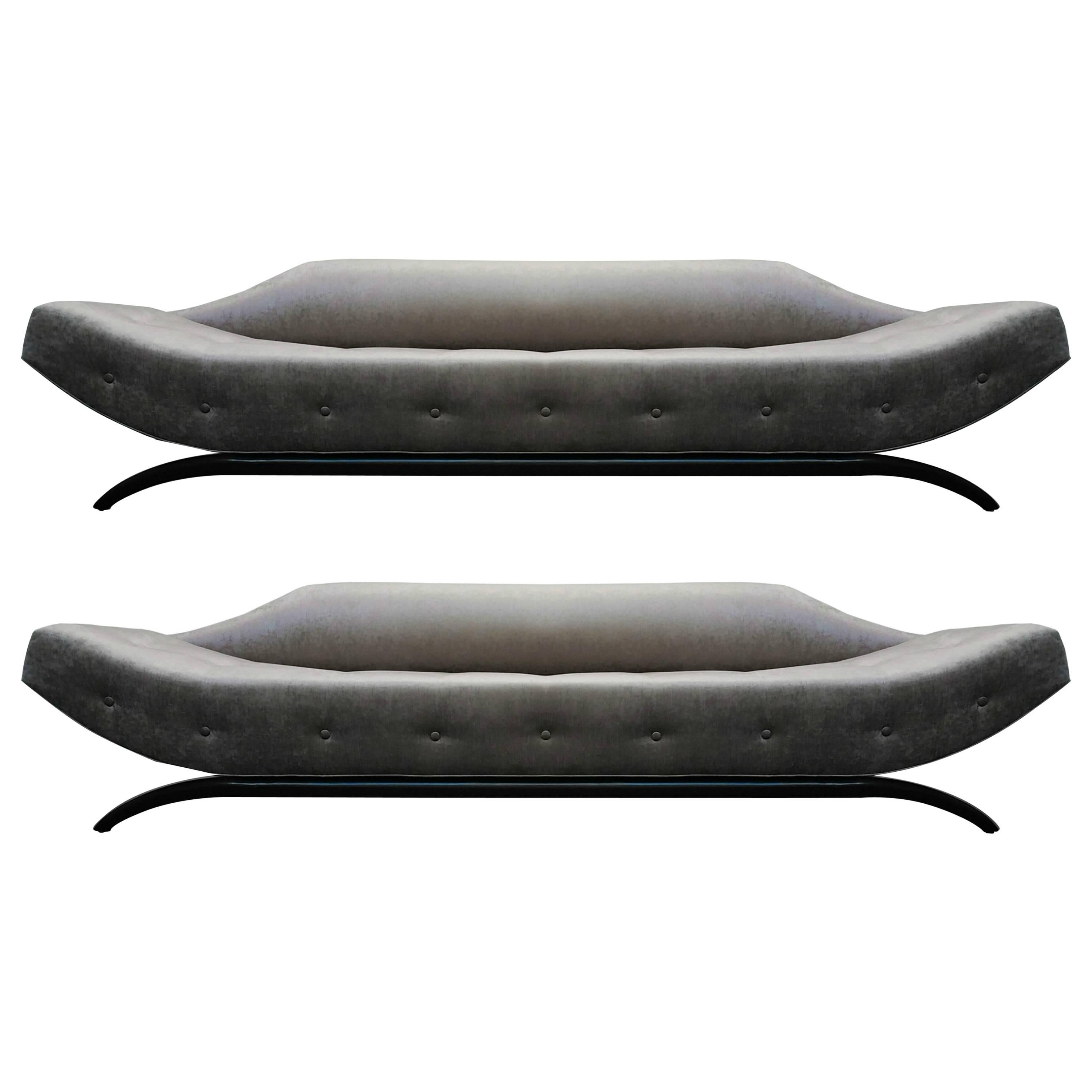 Rare Pair of Mid-Century Gondola Style Sofas