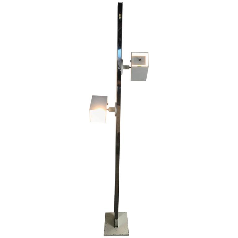 Modernist Chromed Steel Pillar Adjustable Floor Lamp by Kovacs