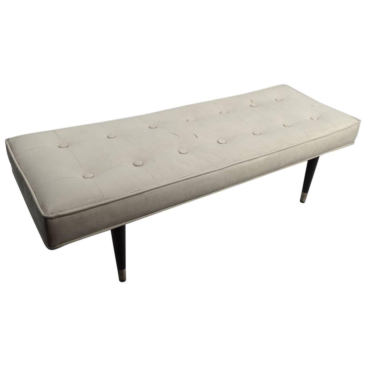 Mid-Century Bench with Tufted Upholstered Seat