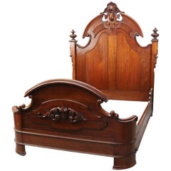 Antique Carved Walnut Rococo Revival Full Size Bed Frame, circa 1880