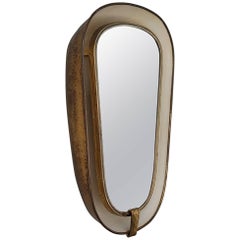 Art Deco Back-Lit Wall Mirror with Deep Brass Frame 3