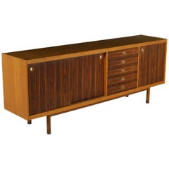 Sideboard Teak and Rosewood Veneer Brass Vintage, Italy, 1960s 4