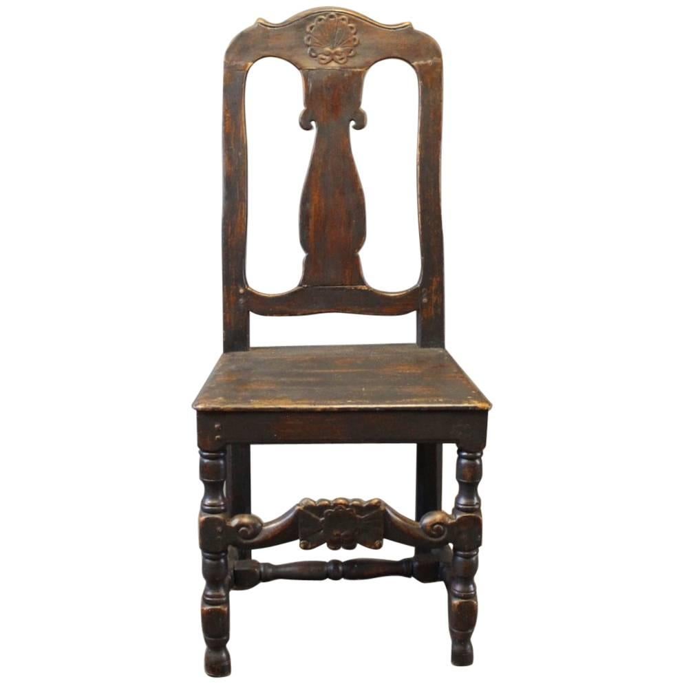 Barocker Stuhl aus bemaltem Holz, ca. 1860er Jahre