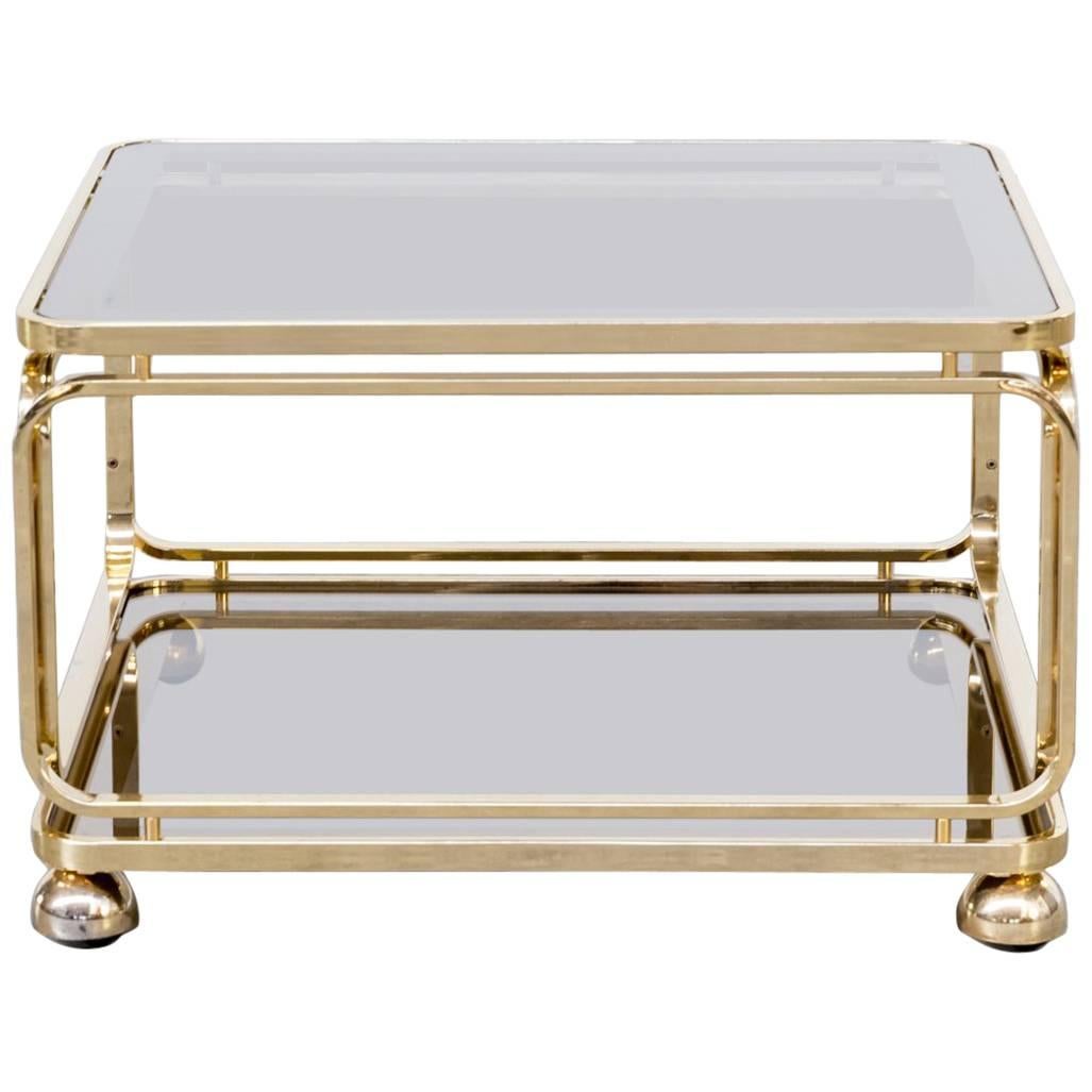 1960s Brass and Glass Coffee Table, Side Table for Allegri For Sale