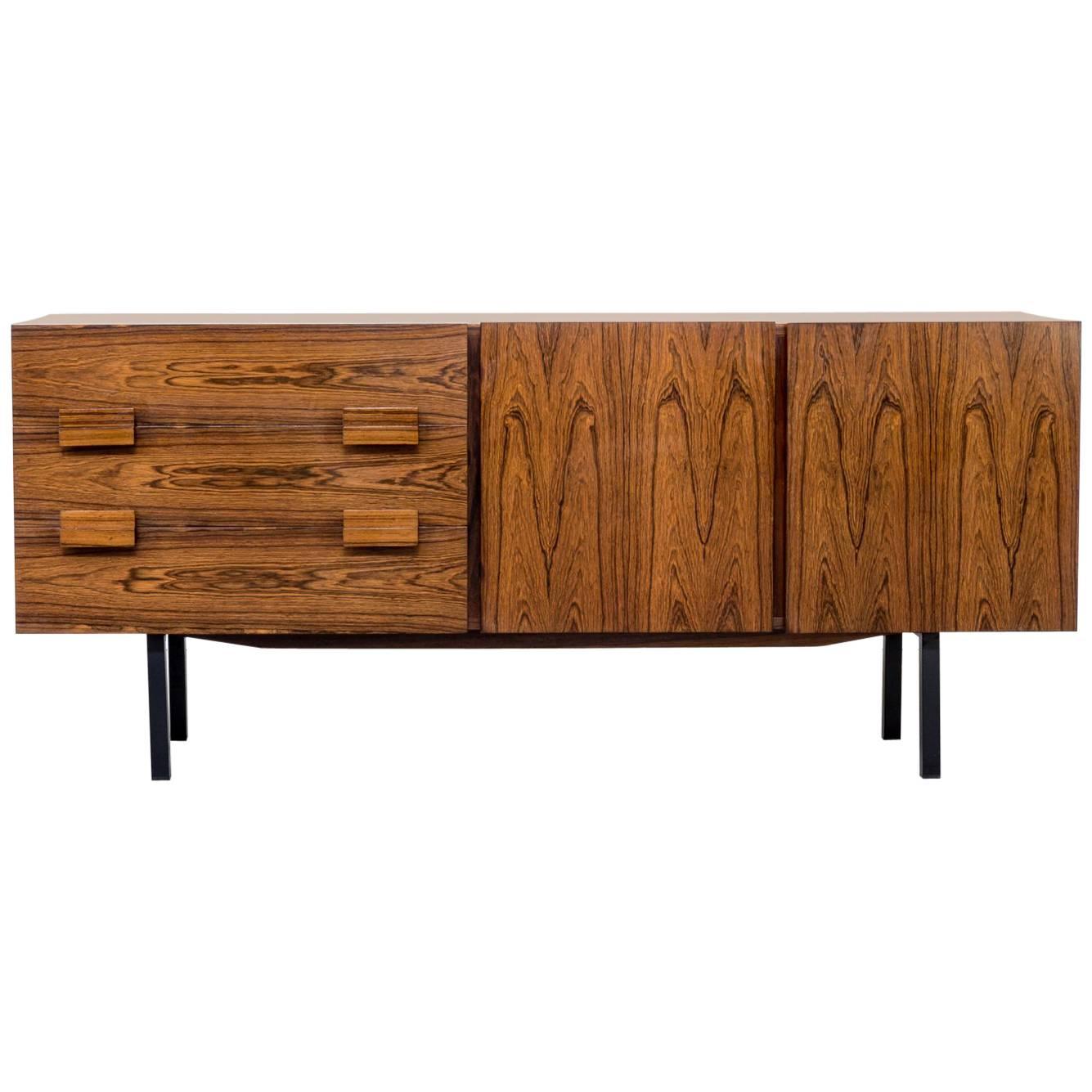 1960s Rosewood Sideboard, Two Drawers Two Doors For Sale