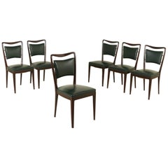 Group of Six Chairs Beech Springs Leatherette Vintage, Italy, 1950s