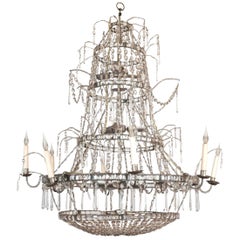 Crystal and Iron Chandelier