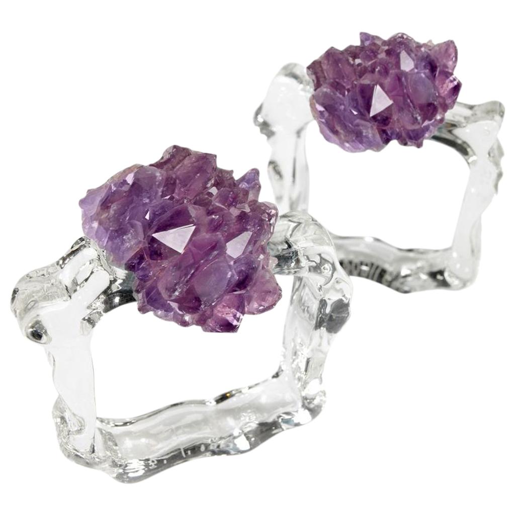 Pair of Amethyst Napkin Rings For Sale