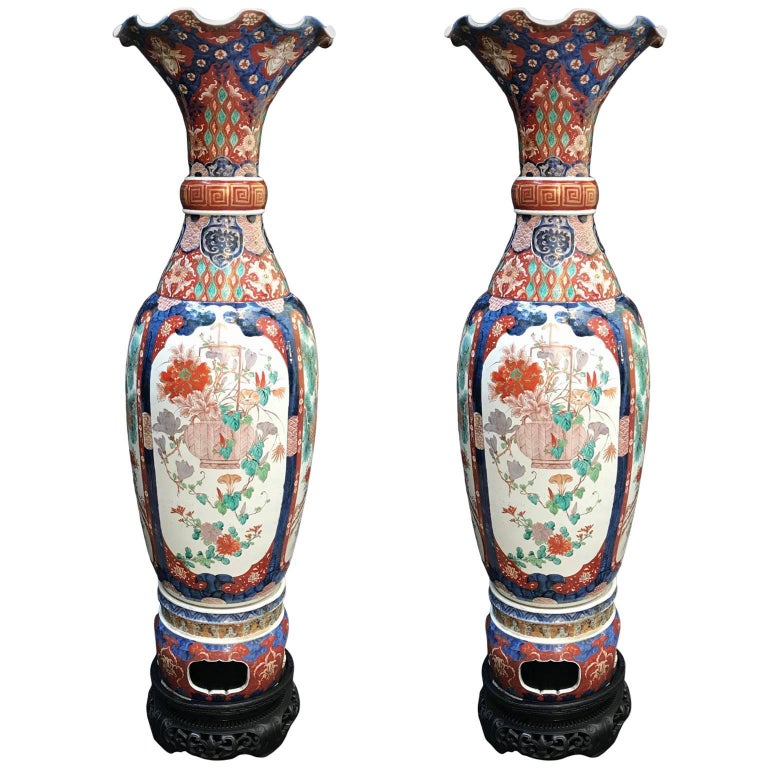 Pair of Large Porcelain Vases 19th Century Imari Japanese Vases 65