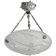 Jean Noverdy French Art Deco Stork Chandelier, Late 1920s 11