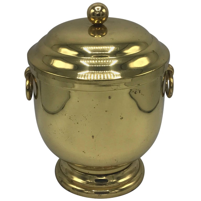 Brass Ice Bucket on Faux Bamboo Stand by MaitlandSmith at 1stdibs