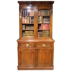 Beautiful Walnut Victorian Period Two-Door Antique Bookcase Beautiful Walnut Victorian Period Two-Door Antique Bookcase
