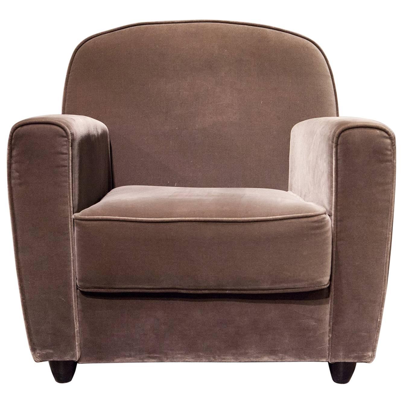 Contemporary Velvet-Covered Vigilius Club Chair by Driade in Gray For Sale