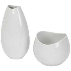 Vintage Two Raymond Loewy Vases Exquisit Thomas Porzellan, 1957