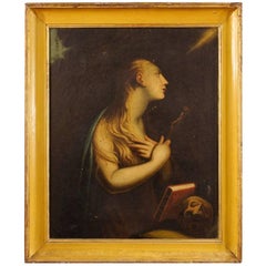 18th Century French Religious Painting Mary Magdalene Oil on Canvas