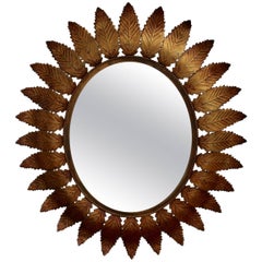 Spanish Copper Patina Sunburst Mirror, circa 1950s