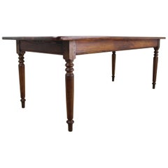 Antique Pine Farm Table with Turned Legs