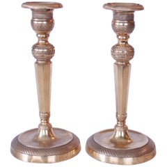 Pair of Ormolu Octagonal Column Candlesticks