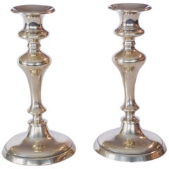 Pair of Circular Base Brass Candlesticks