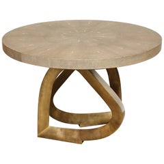 Shagreen Dining Room Table with Bronze Base 12