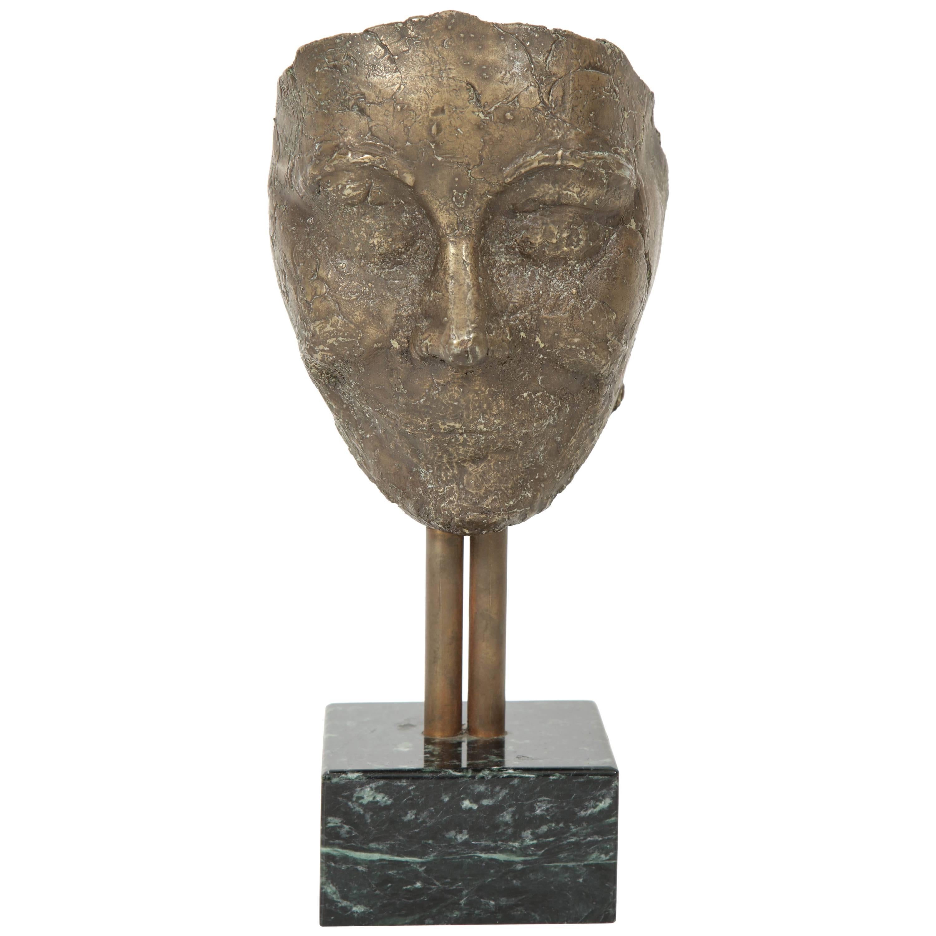 Bronze Mask on Marble Plinth