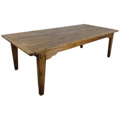 Exceptionally Deep Used Pine Farm Table, Thick Top and Breadboard Ends