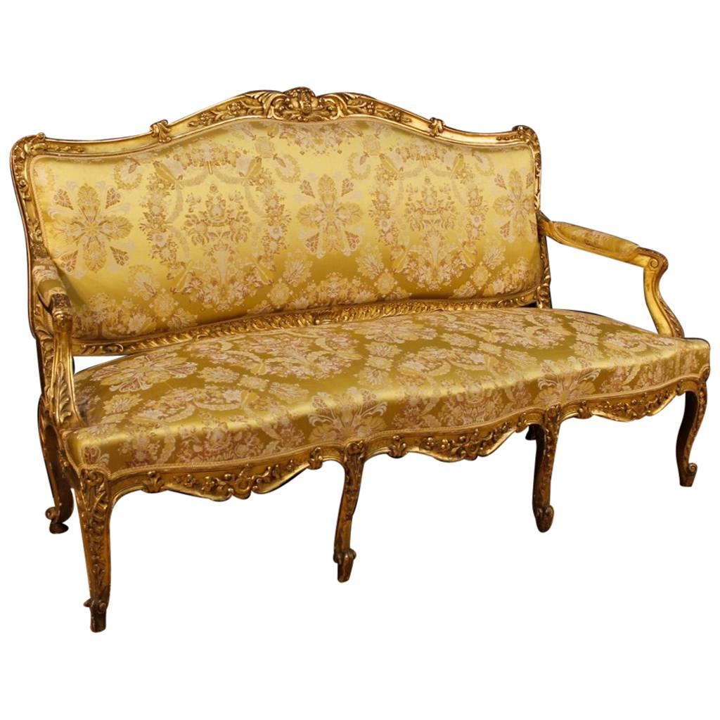 19th Century French Sofa in Giltwood in Louis XV Style